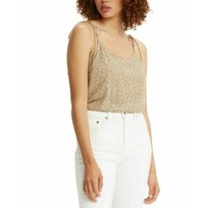 JR582 Levi's Brown Gwen Ditsy-Print Tie-Strap Camisole Size XL